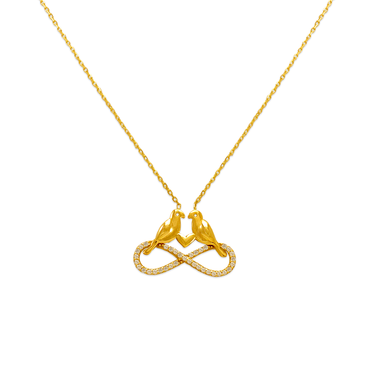 Fancy Infinity Birds CZ Necklace