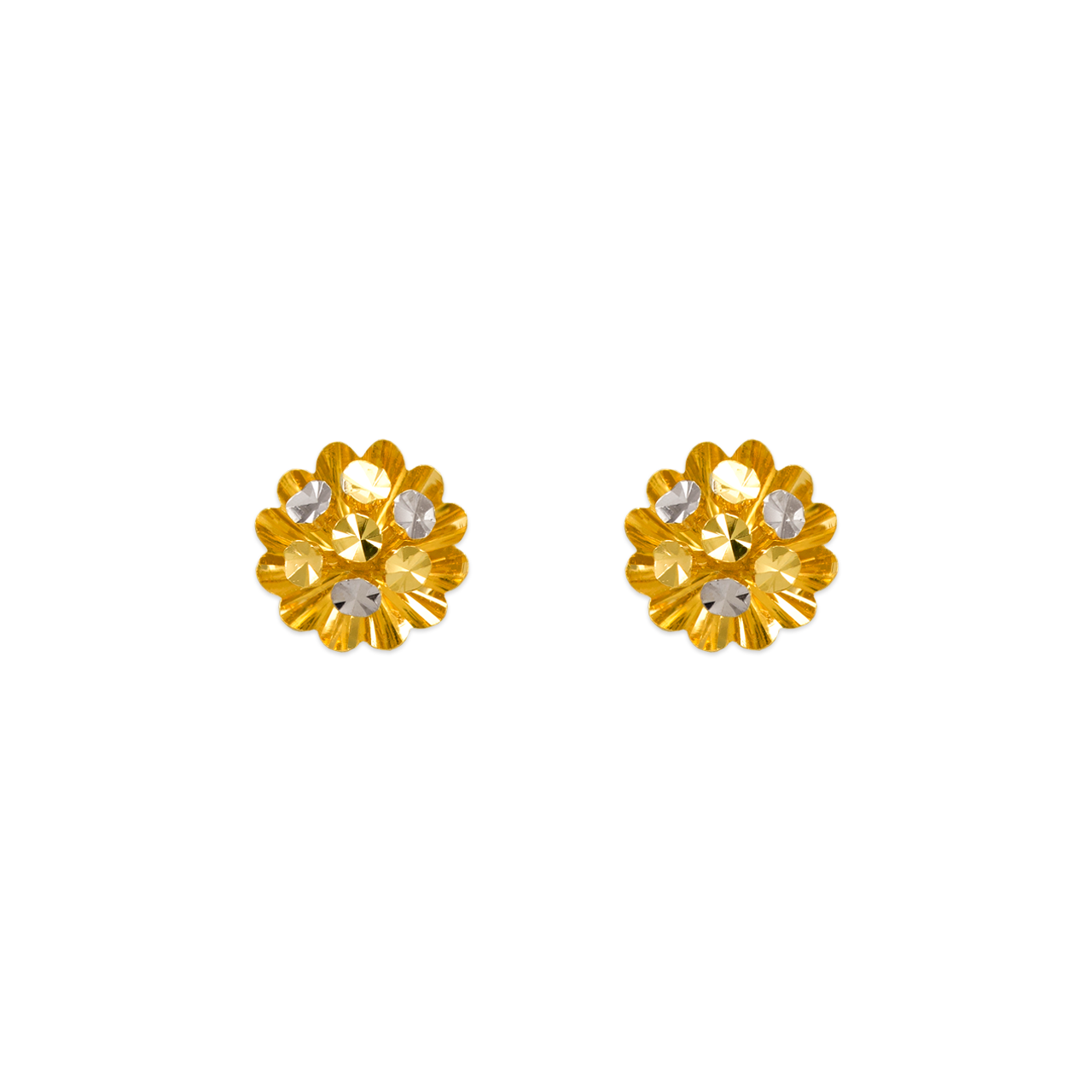 Small Diamond Cut Flower Stud Earrings