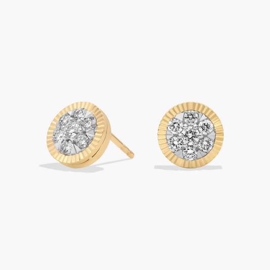 Two-Toned Diamond Flower Stud Earrings