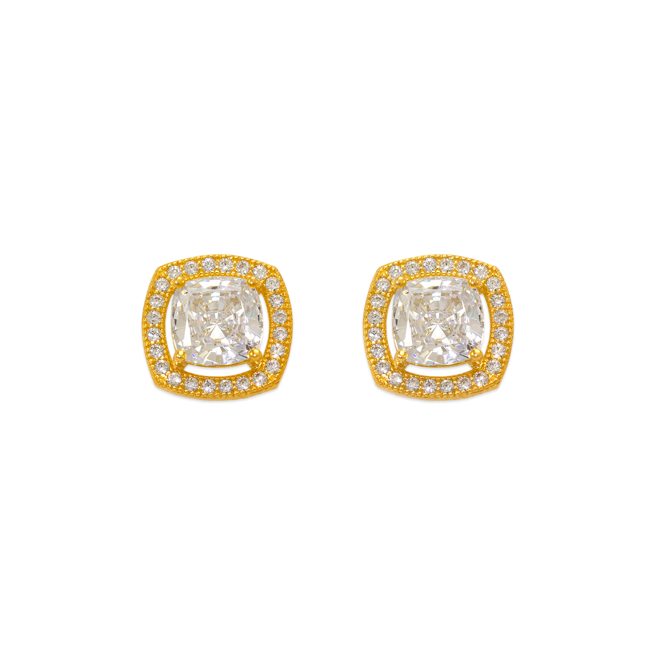 Fancy Cushion Cut CZ Stud Earrings