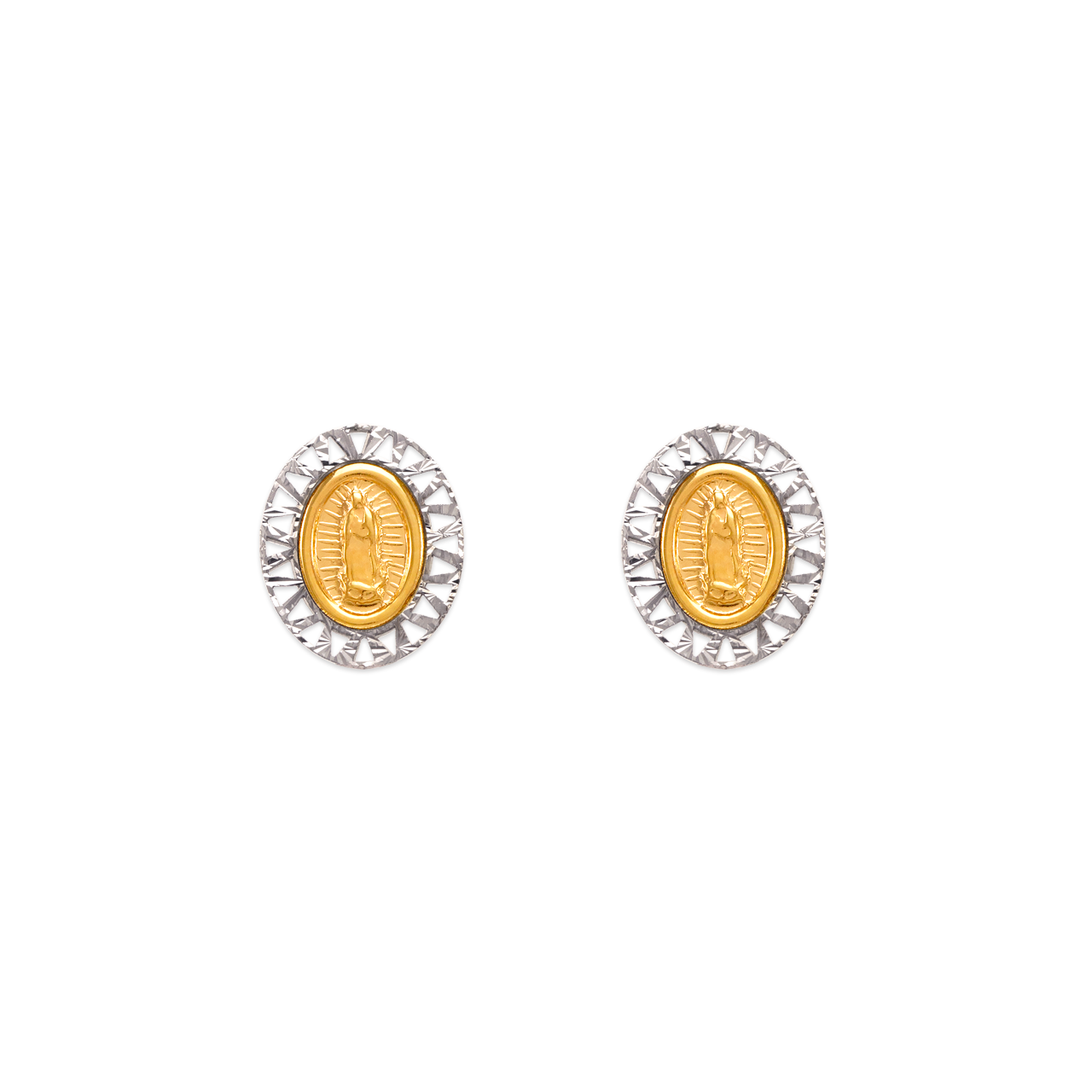 Diamond Cut Beveled Guadalupe Stud Earrings