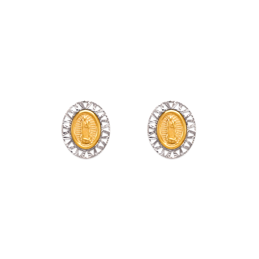 Diamond Cut Beveled Guadalupe Stud Earrings