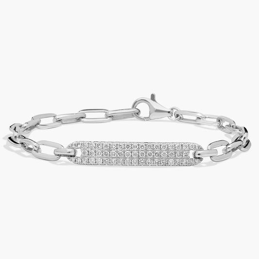 Pavé Diamond Tag Paperclip Bracelet