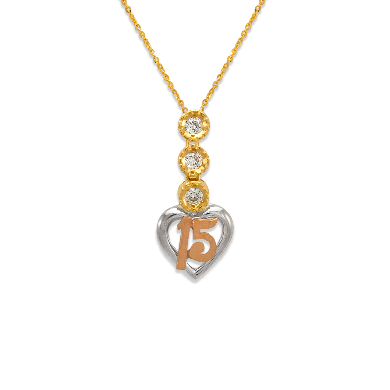 Fancy 15 Anos Heart CZ Pendant