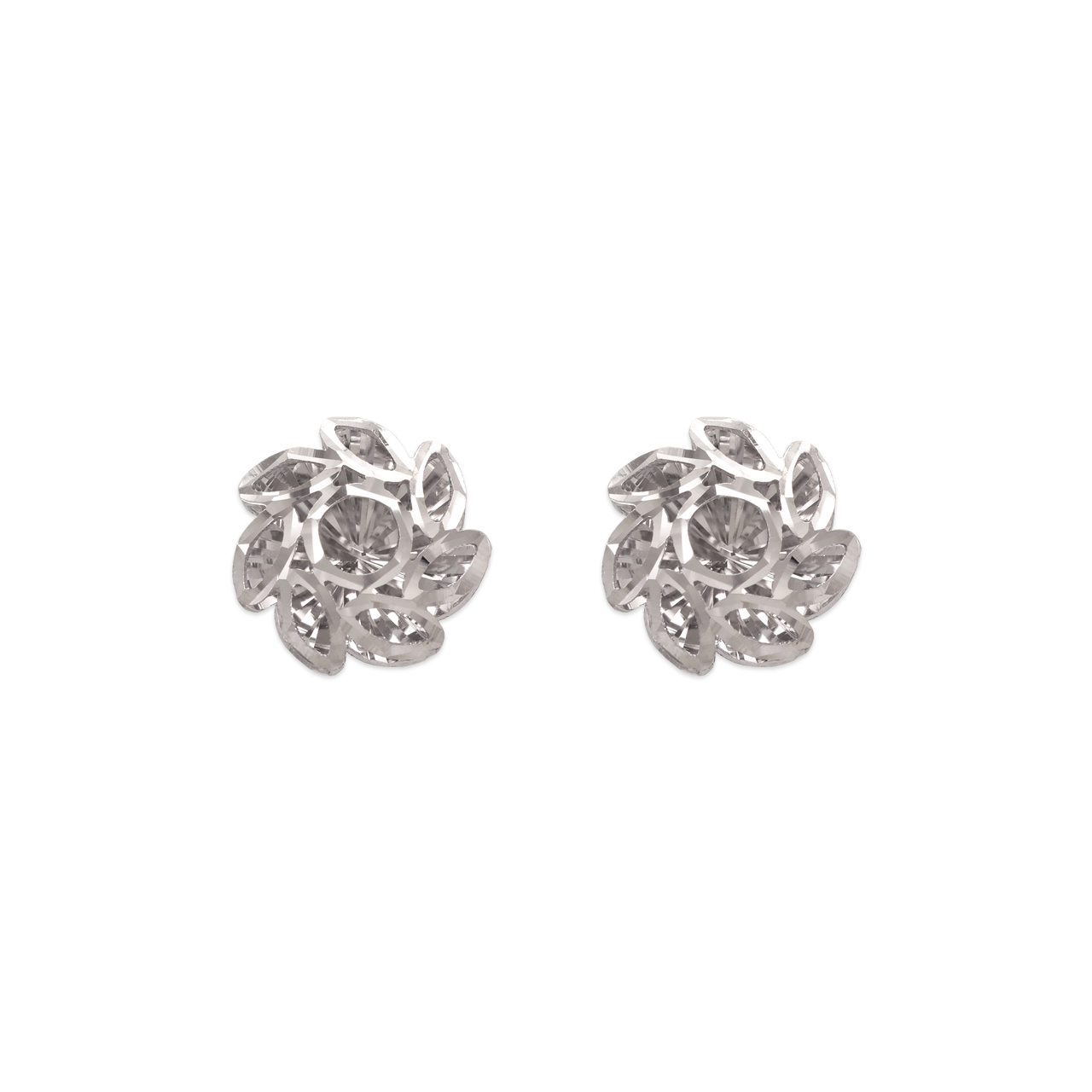 Small Diamond Cut Flower Stud Earrings