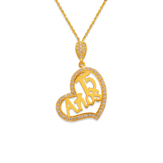 Fancy 15 Anos Heart CZ Pendant