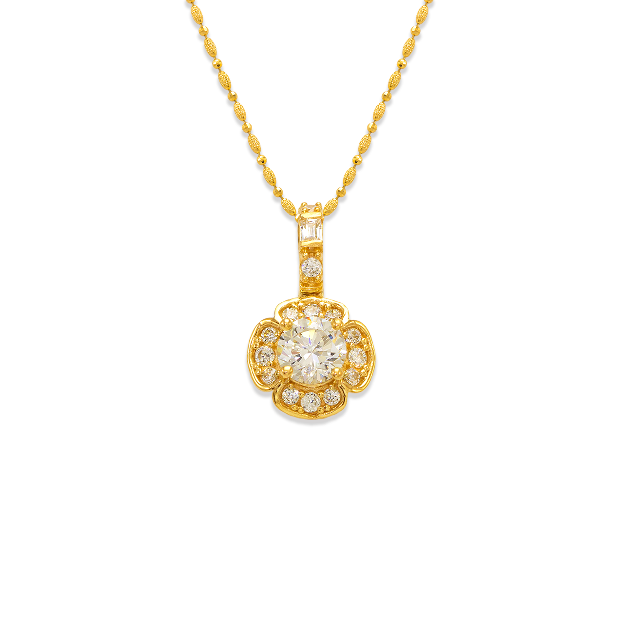 Fancy Flower CZ Pendant