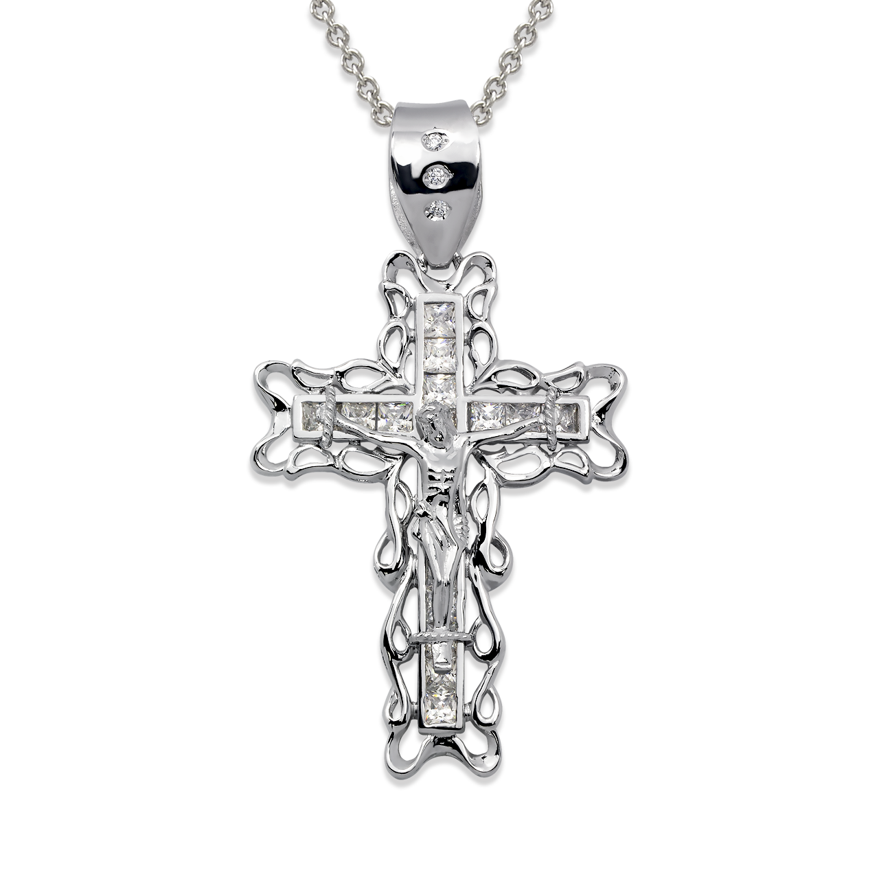 Fancy Jesus Cross CZ Pendant