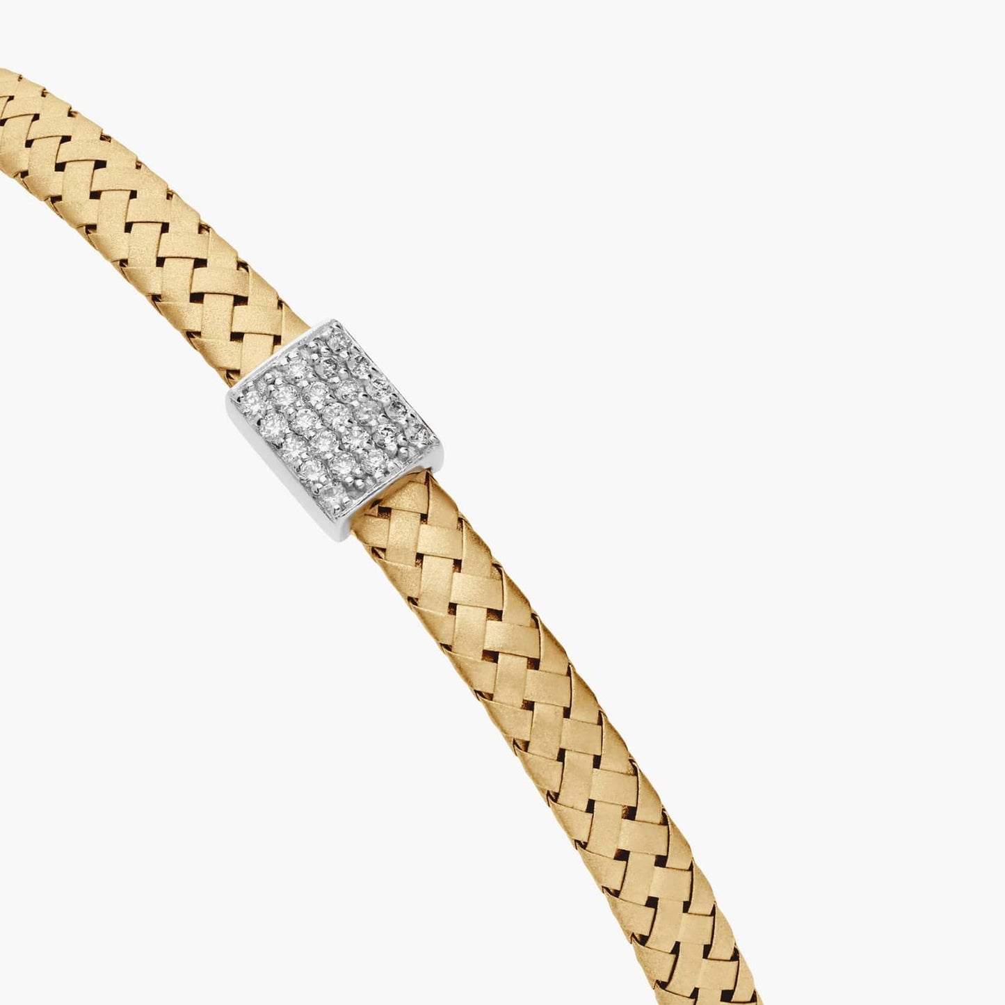 Two-Toned Woven Pavé Diamond Bead Bracelet