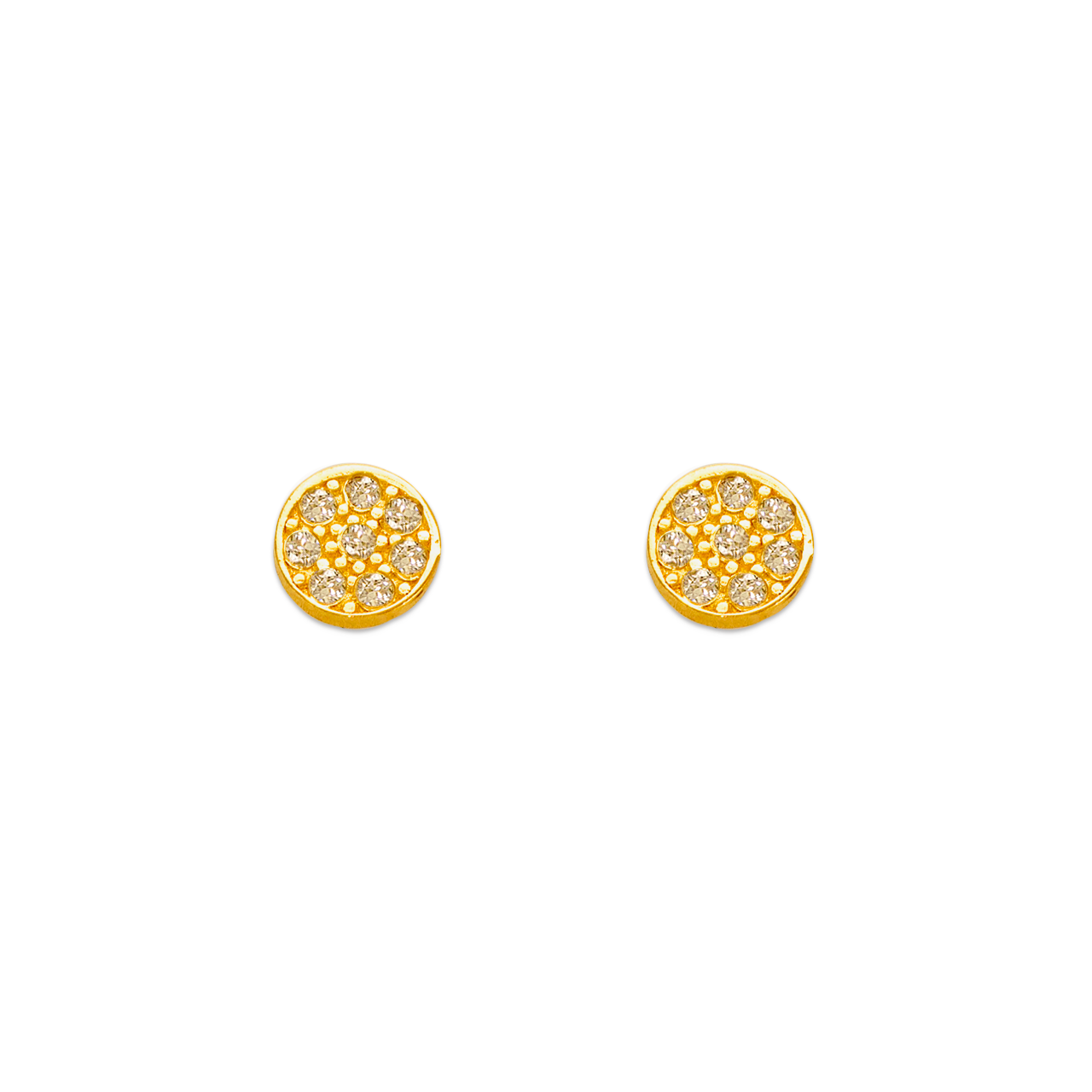 Round Pave CZ Stud Earrings