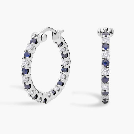 Sapphire and Diamond Hoop Earrings