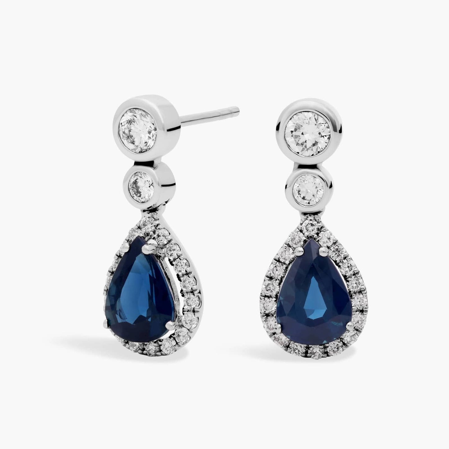 Sapphire and Diamond Pear Drop Earrings