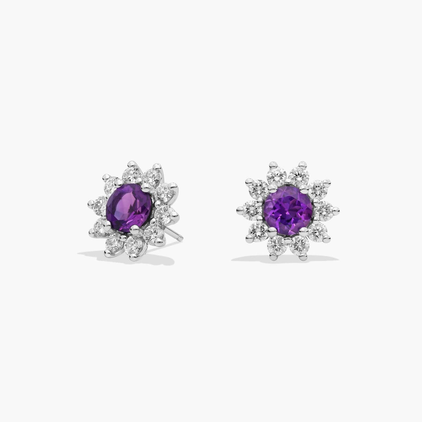 Round Gemstone and Diamond Stud Earrings CHECK