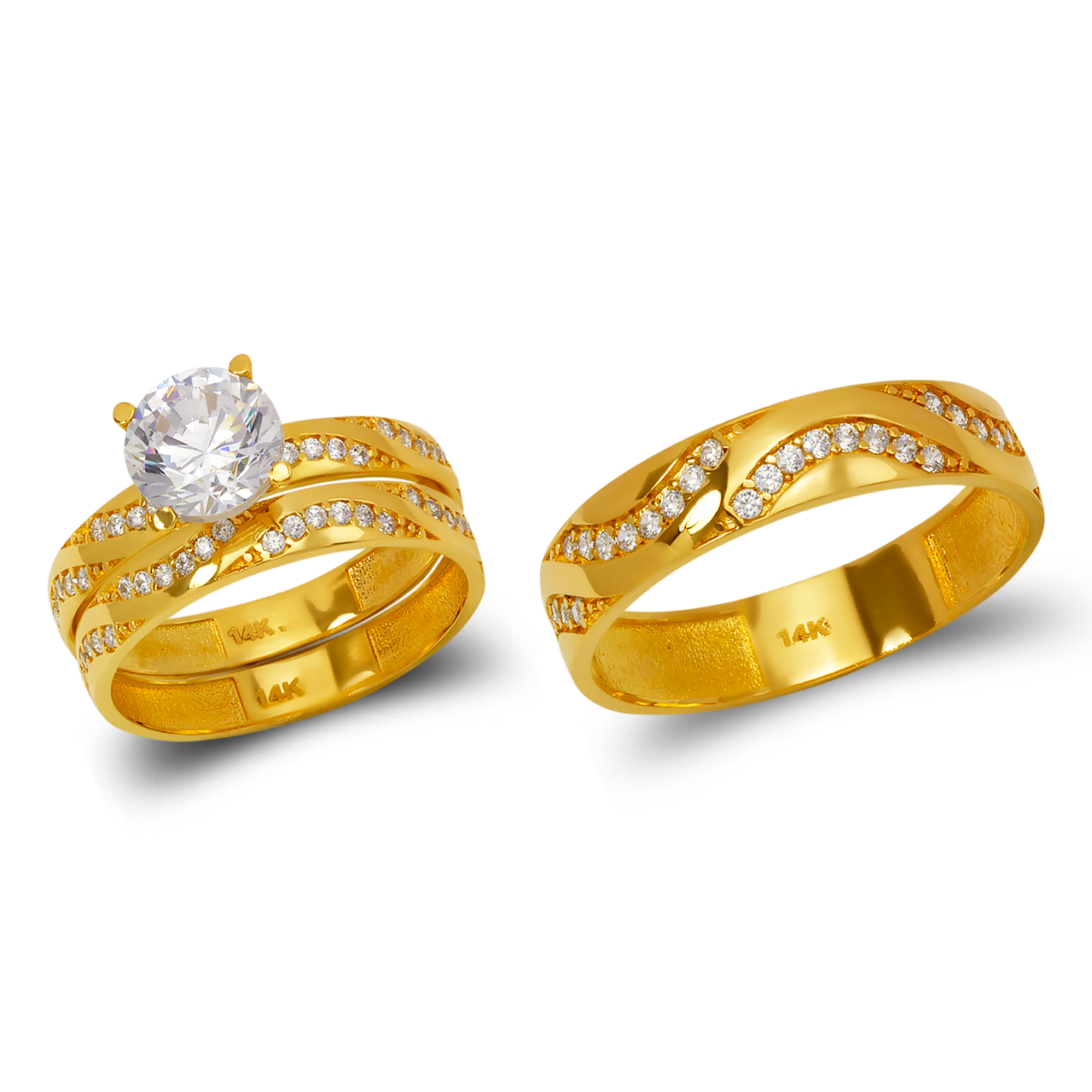 CZ Wedding Trio Ring Set