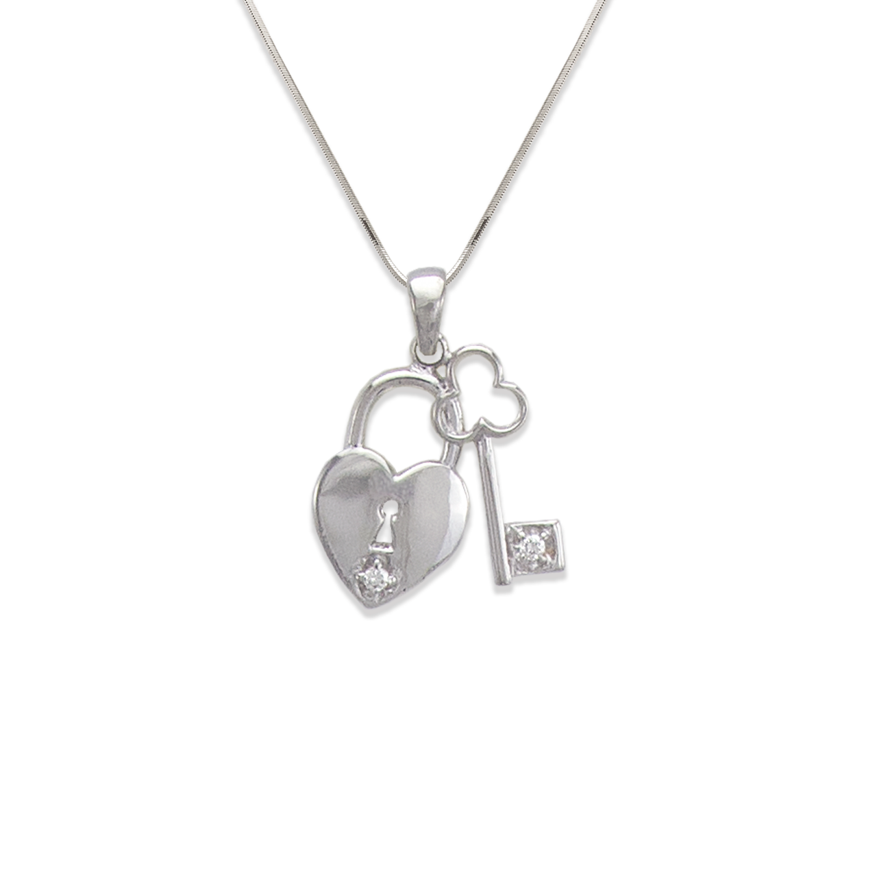 Heart Locket and Key CZ Pendant