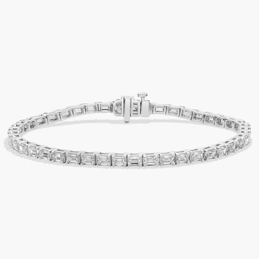 East-West Emerald Cut Diamond Tennis Bracelet