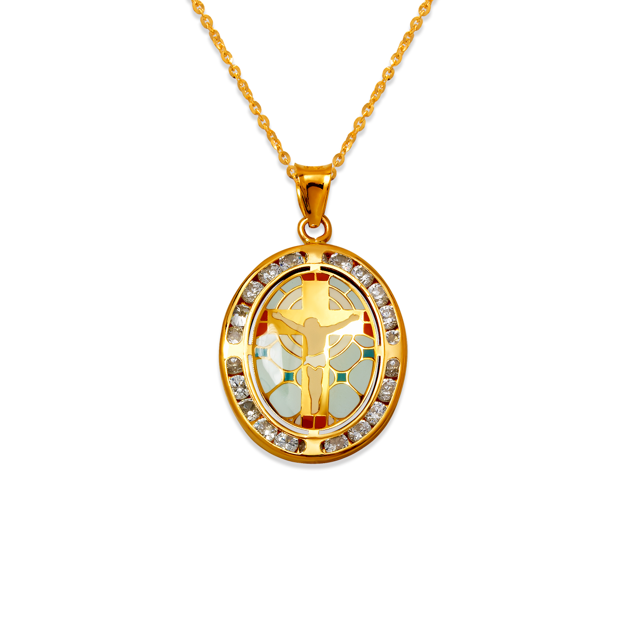 Jesus Enamel CZ Pendant