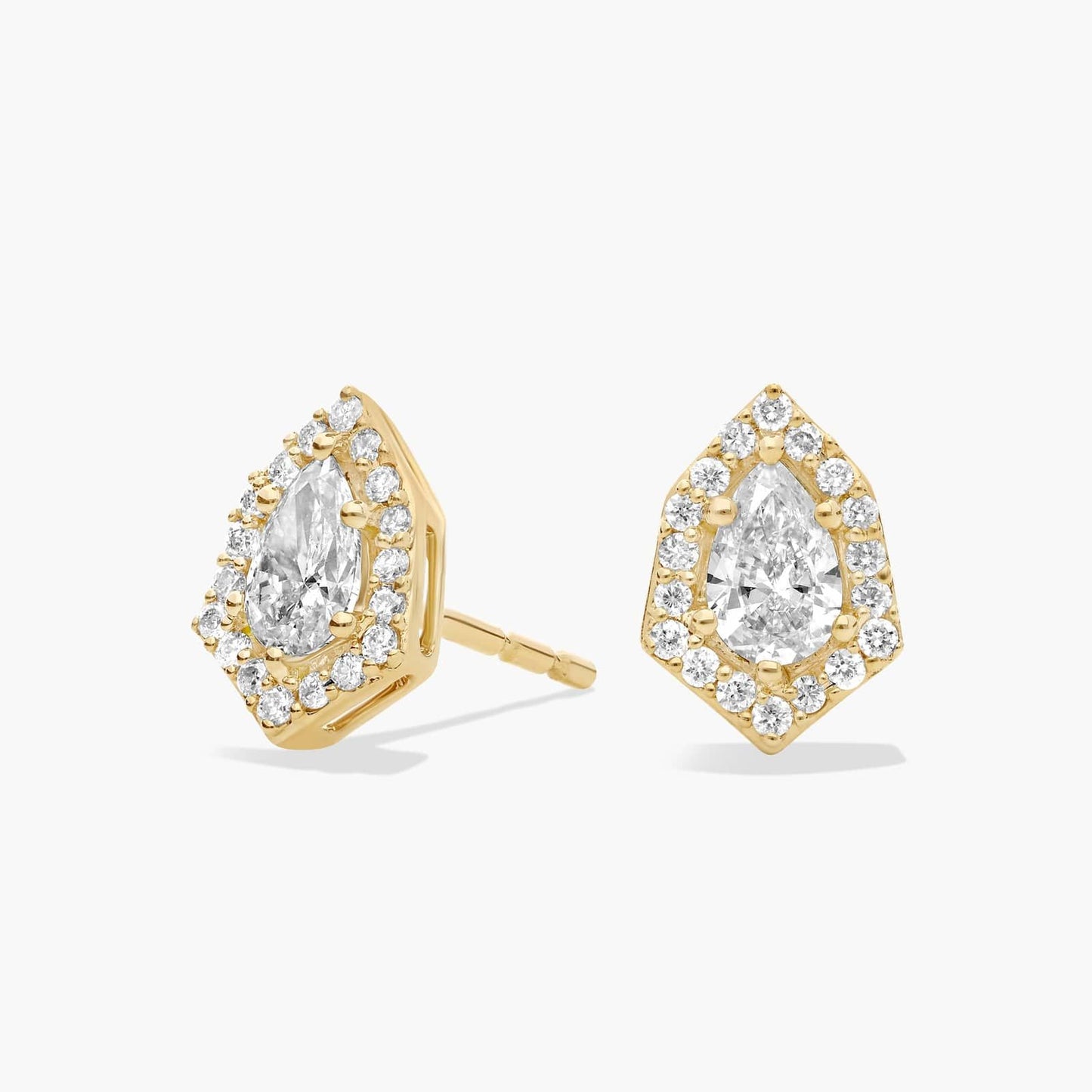 Diamond Pear Six Edge Halo Stud Earrings