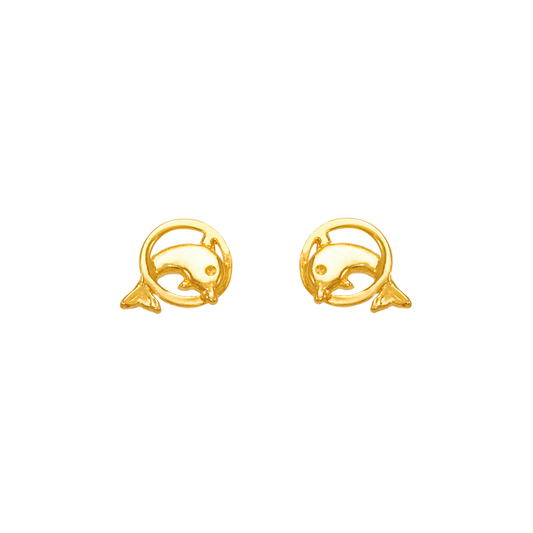 Dolphin Ring Stud Earrings