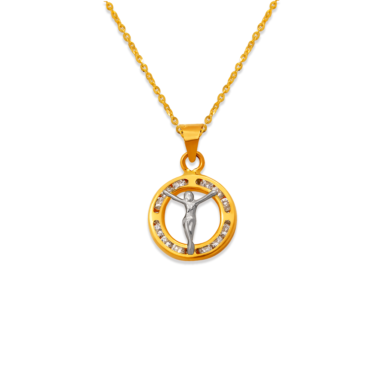 Mini Round Jesus CZ Pendant