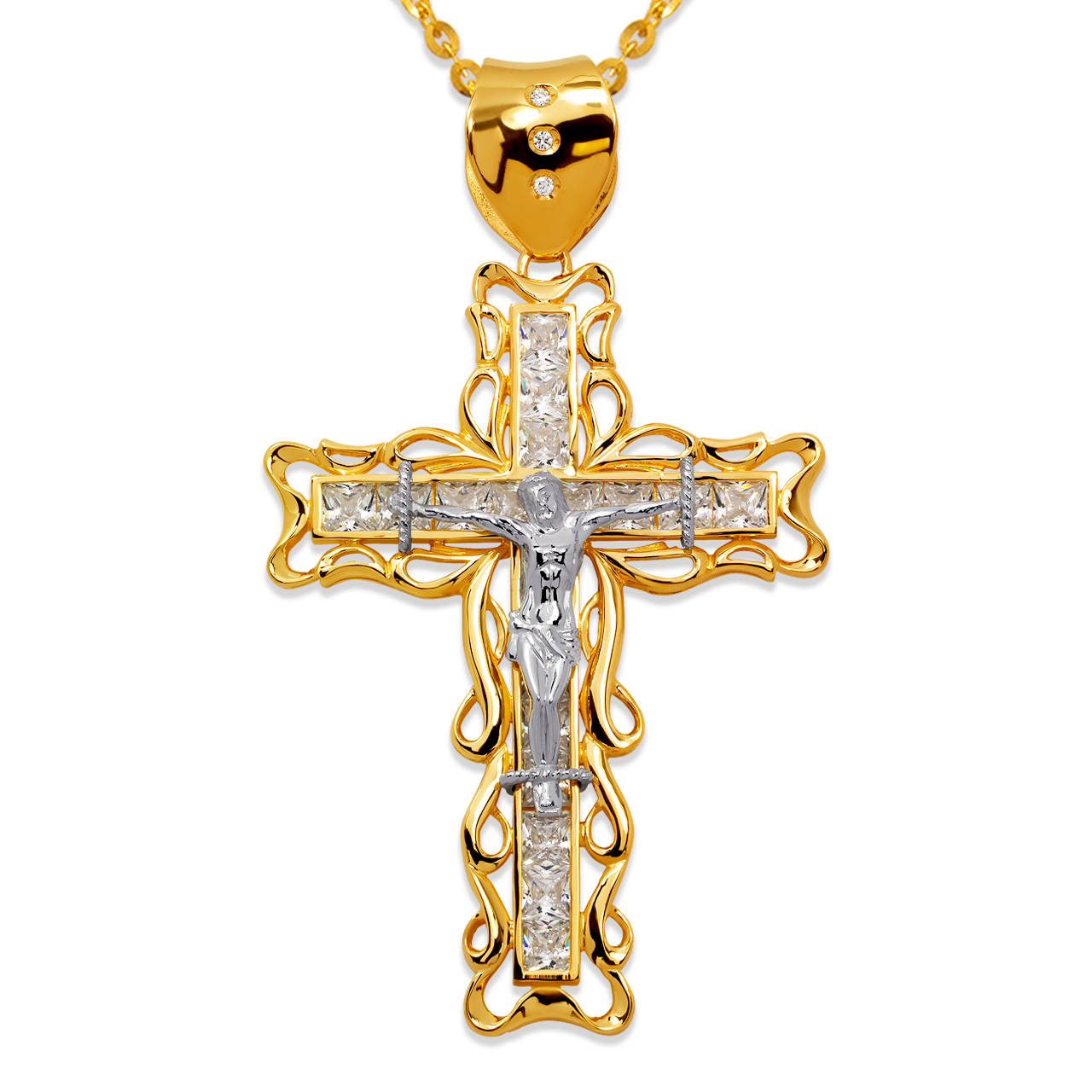 Fancy Jesus Cross CZ Pendant