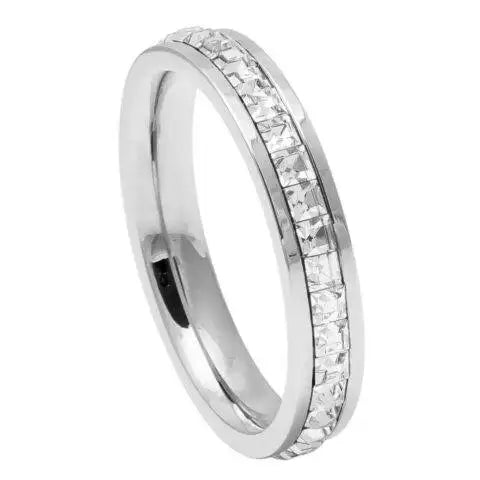 Unplated Titanium Ring Princess cut Eternity CZ