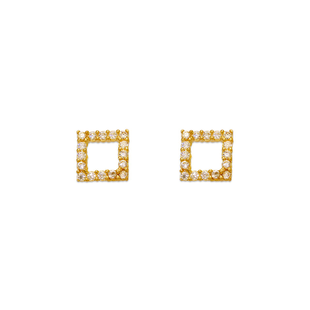 Square Pave CZ Stud Earrings