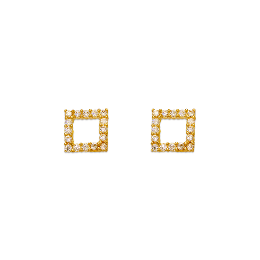 Square Pave CZ Stud Earrings