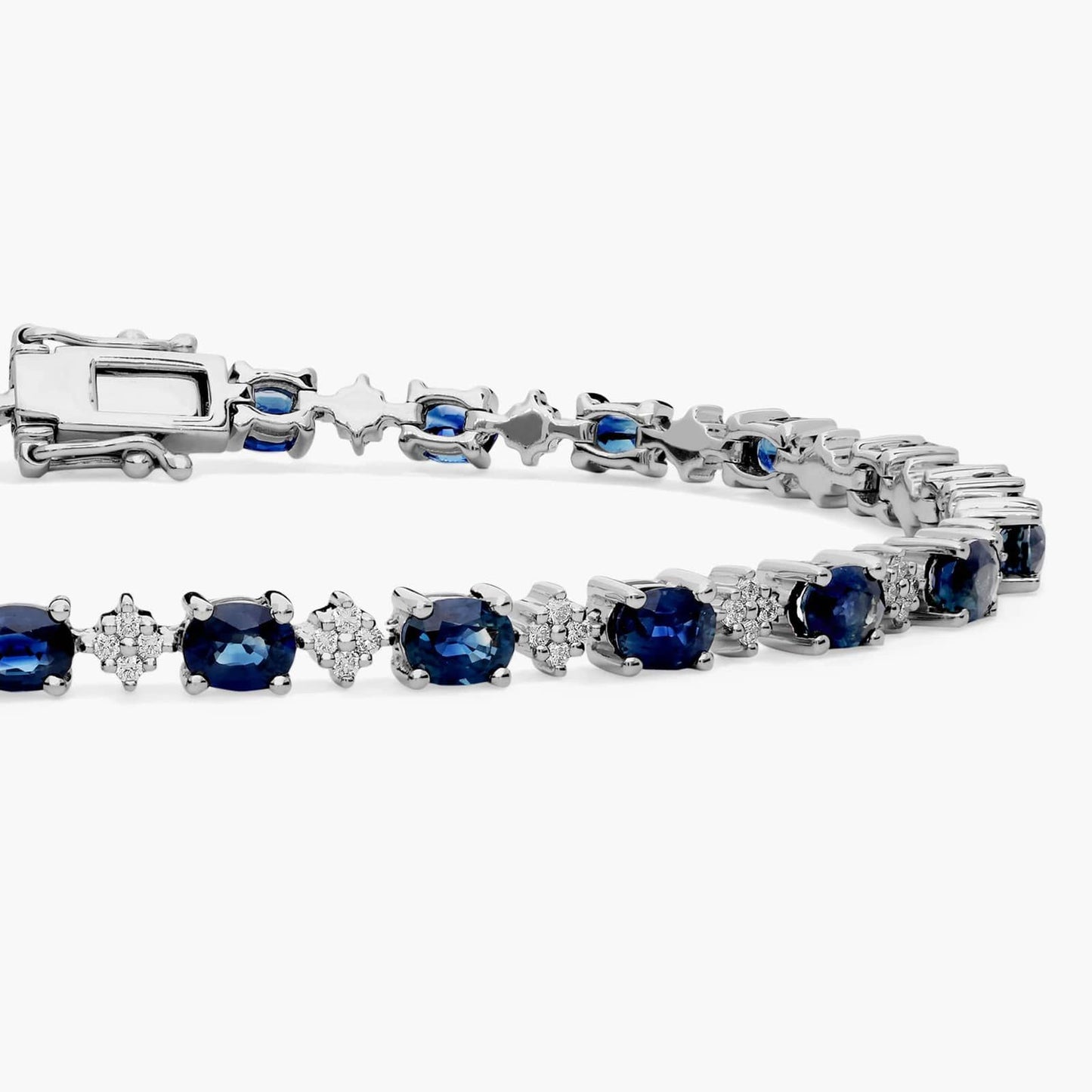 Oval Sapphire and Round Diamond Bracelet