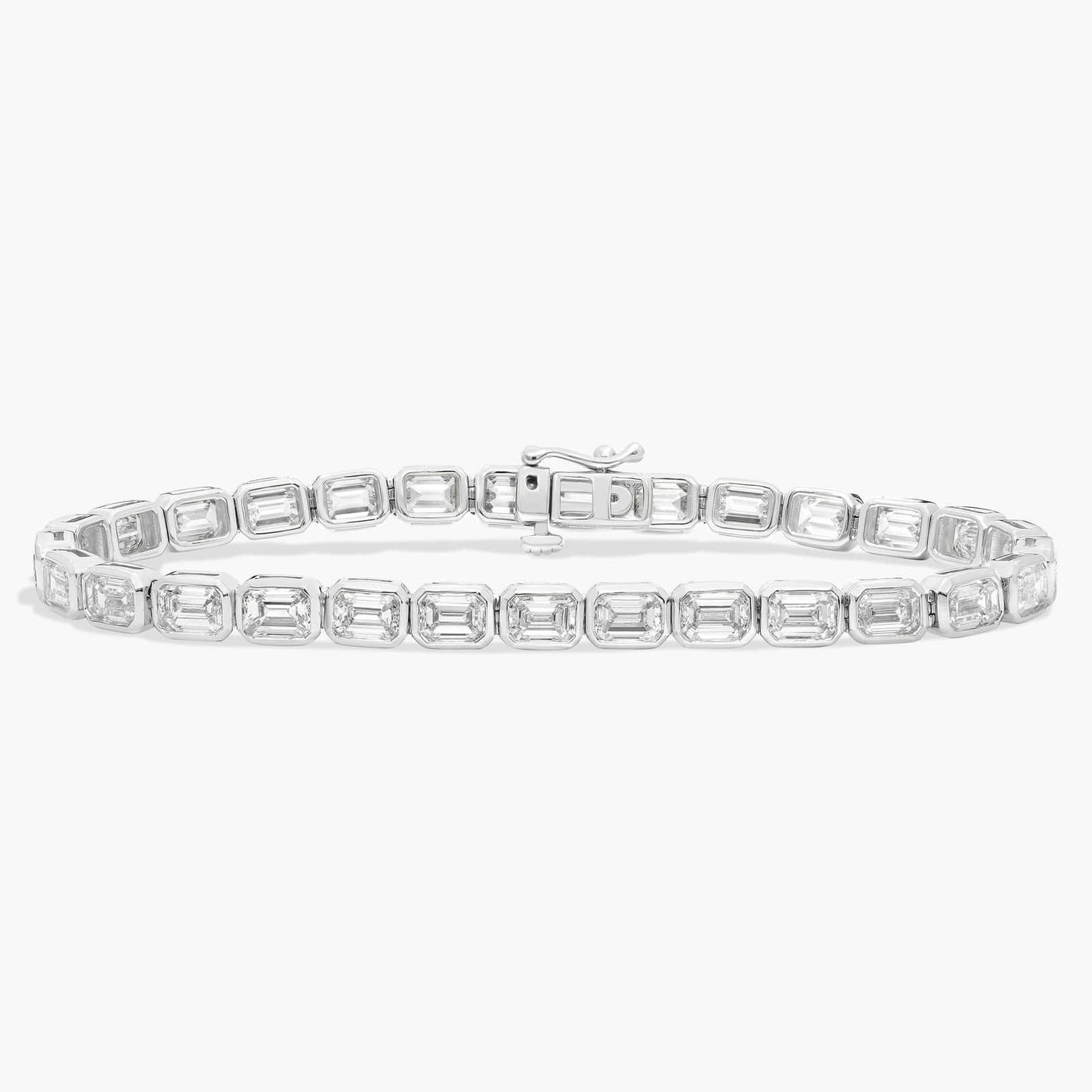 Emerald Cut Diamond E/W Bezel Set Tennis Bracelet CHECK