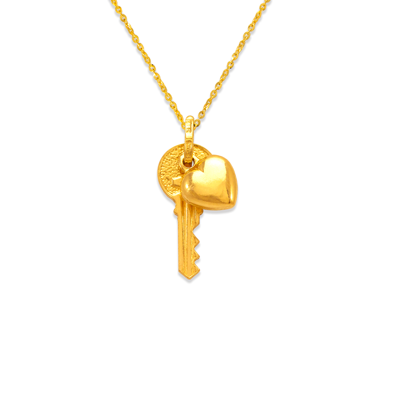 Large Heart and Key Charm Pendant