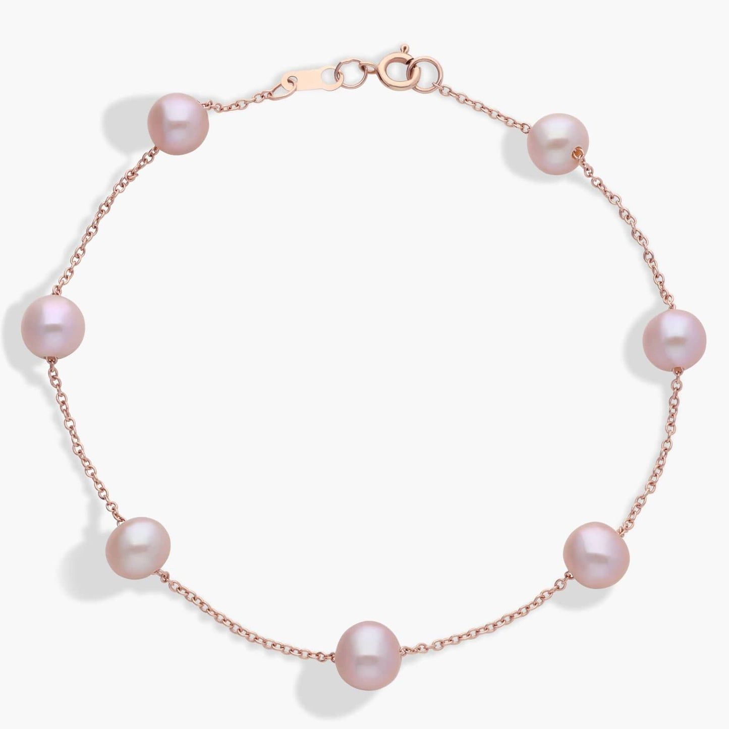 Pink Freshwater Cultured Pearl Tin Cup Stationed Bracelet