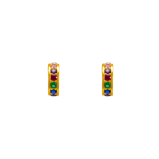 Rainbow Huggies CZ Stud Earrings