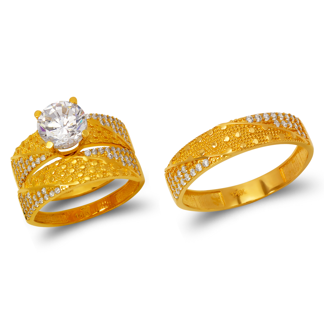 CZ Wedding Trio Ring Set