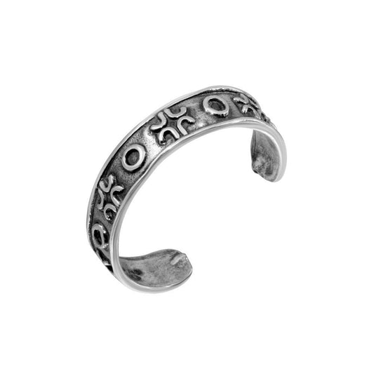 925 Sterling Silver Alternating Circle Cross Toe Ring