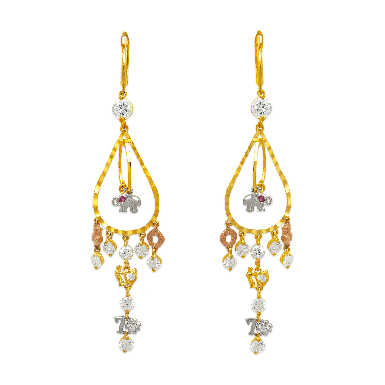 Fancy Chandelier Goodluck CZ Earrings