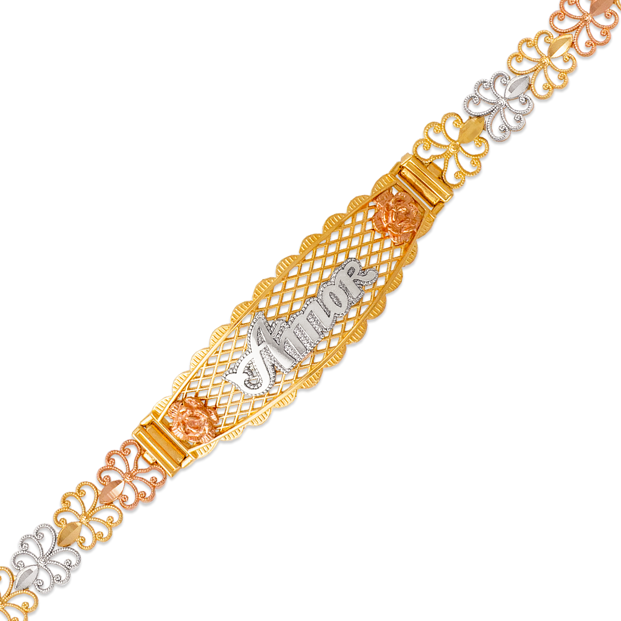 Faceted Diamond Cut Amor ID Bracelet