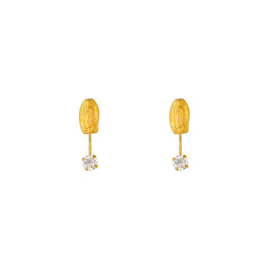 Virgin Mary Telephone CZ Stud Earrings