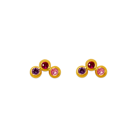 Arc Bezel CZ Stud Earrings