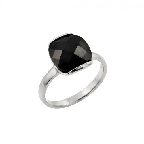 925 Sterling Silver Nickel Free Rhodium Plated Black CZ Ring