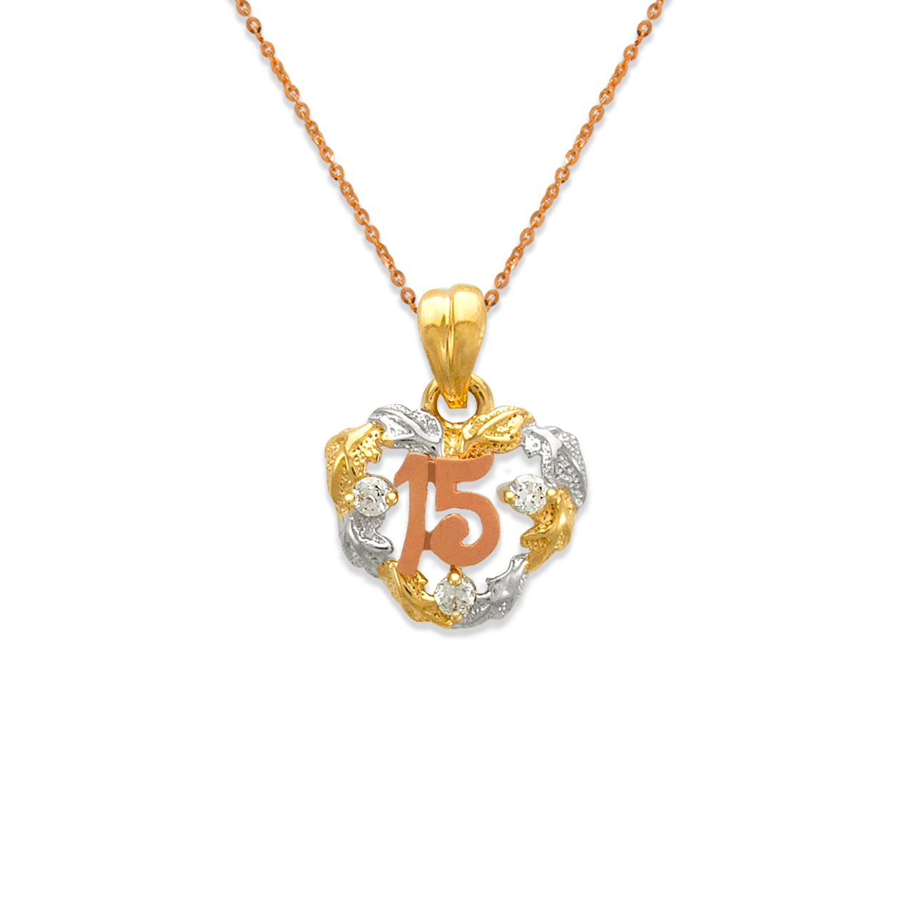 Fancy 15 Anos Heart CZ Pendant