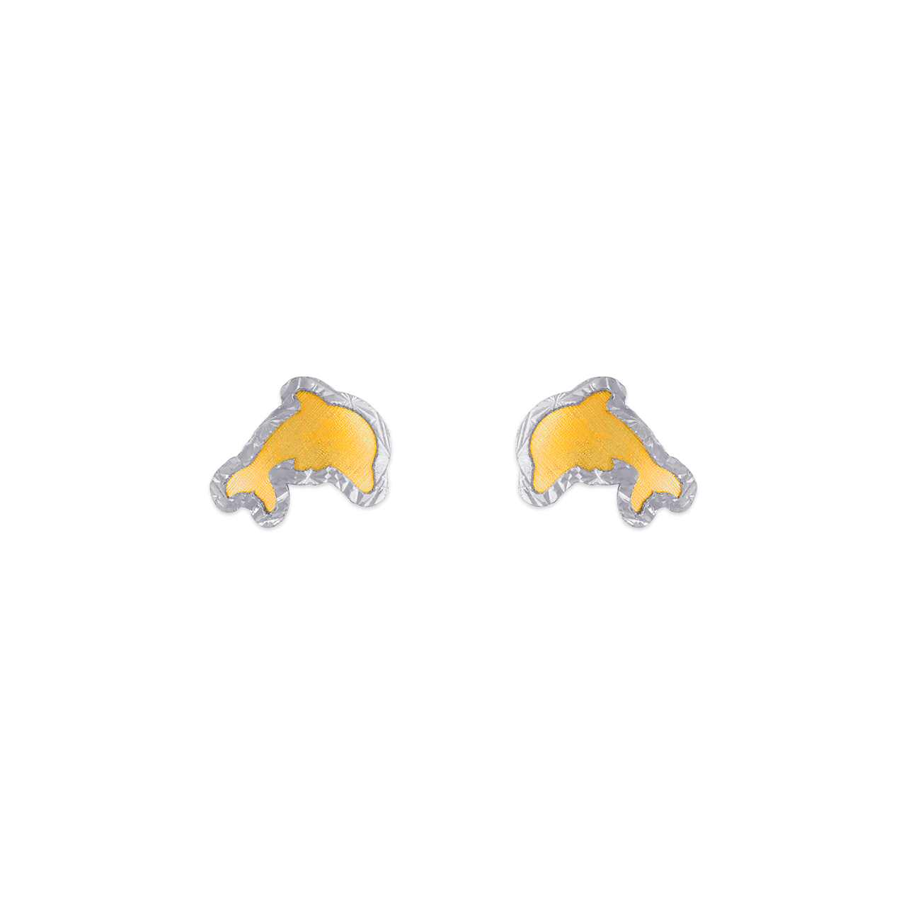 Diamond Cut Dolphin Stud Earrings