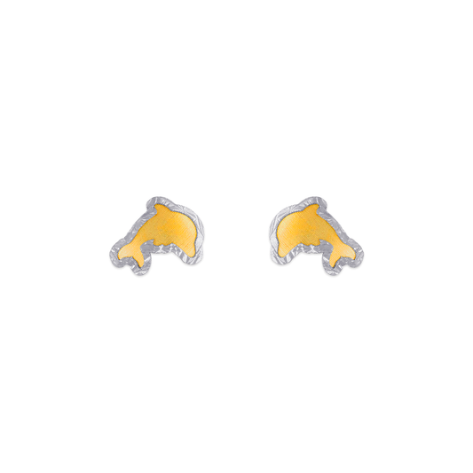 Diamond Cut Dolphin Stud Earrings