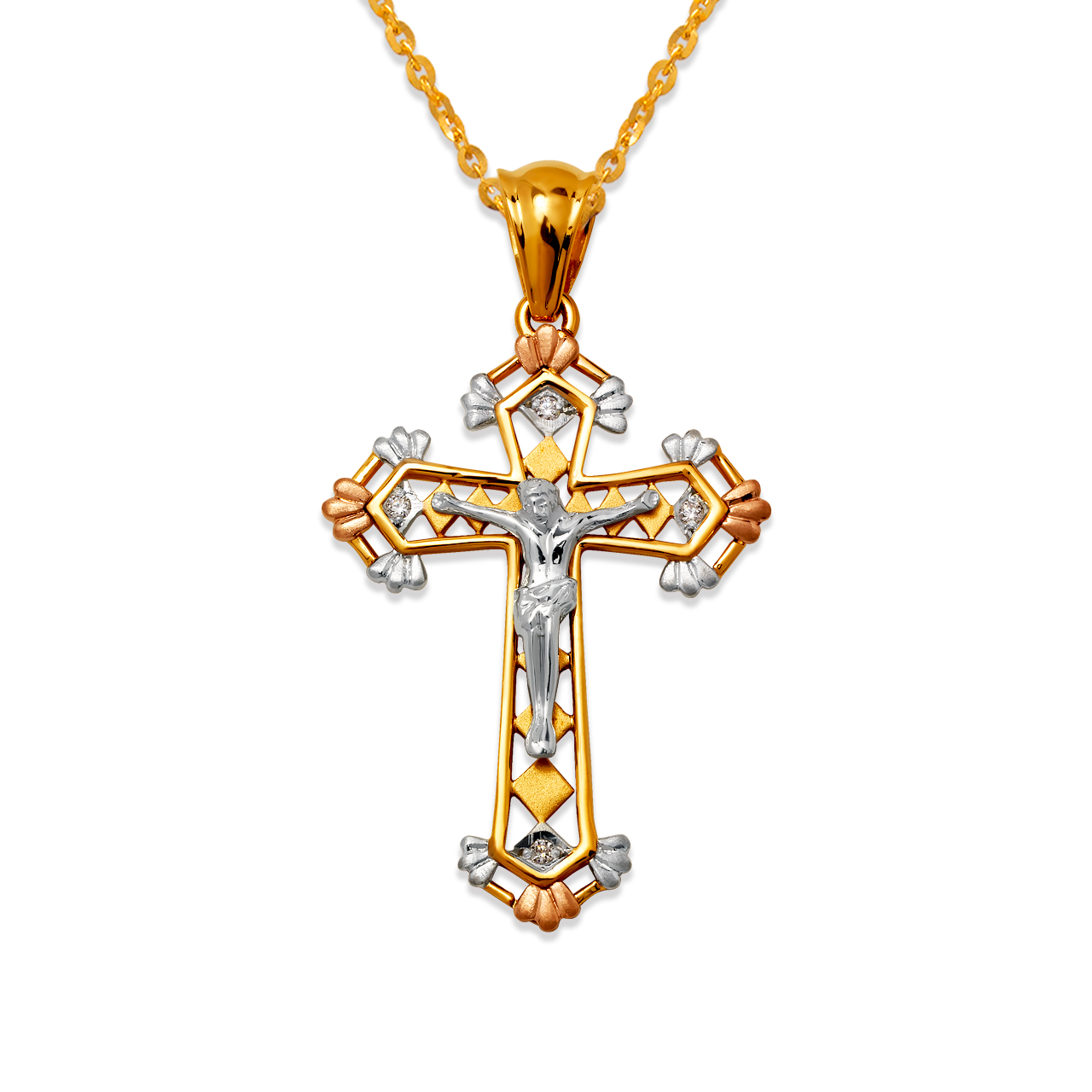 Fancy Jesus Cross CZ Pendant