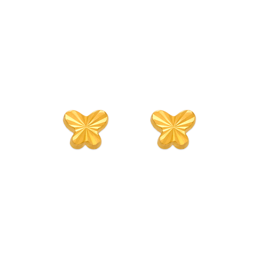 Diamond Cut Butterfly Stud Earrings