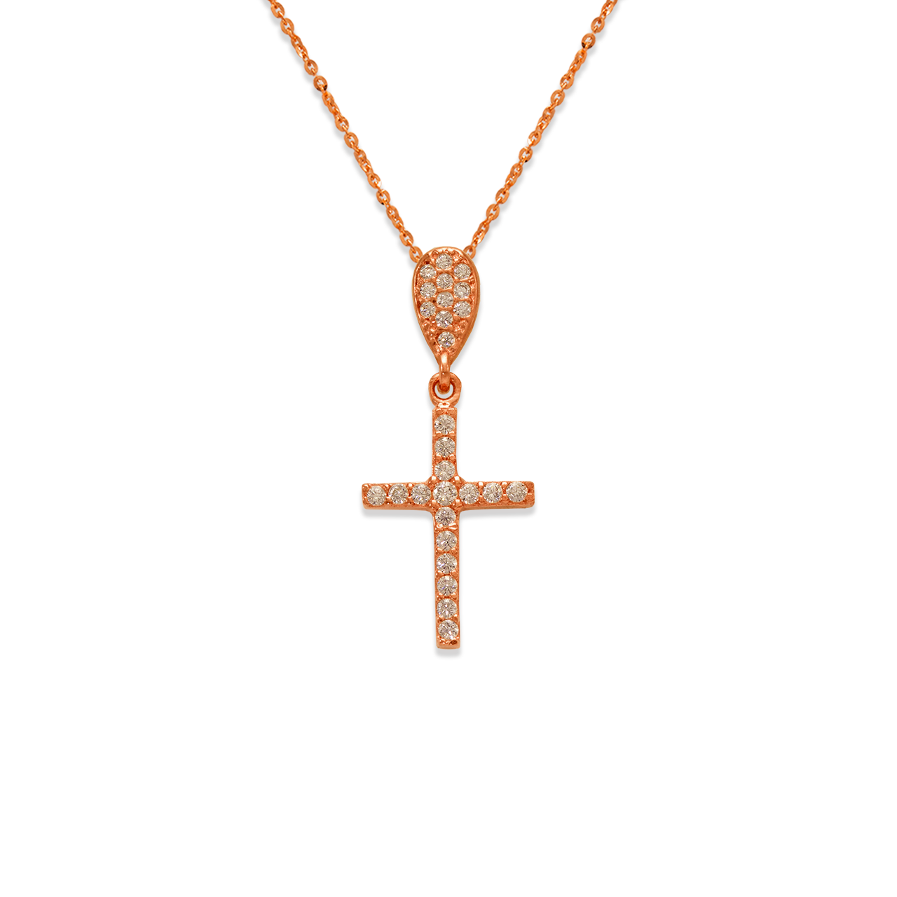 Fancy Rose Cross CZ Pendant