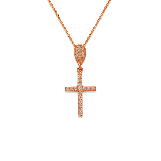 Fancy Rose Cross CZ Pendant