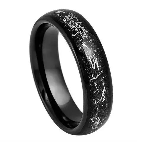 Black IP Plated with Imitation Black Meteorite Inlay