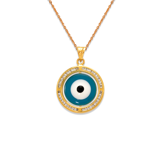 Small Evil Eye Enamel CZ Pendant