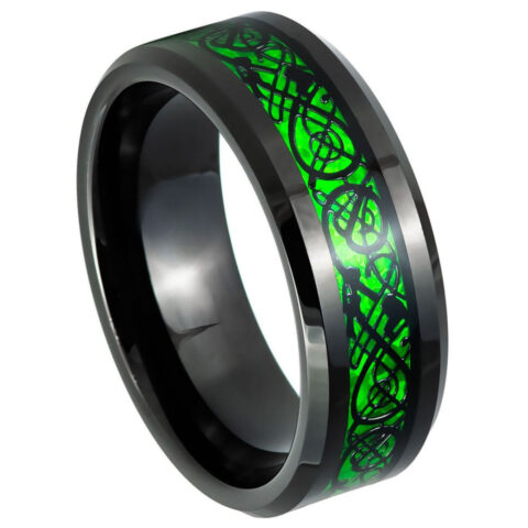 Black IP & Green Celtic Dragon Inlay